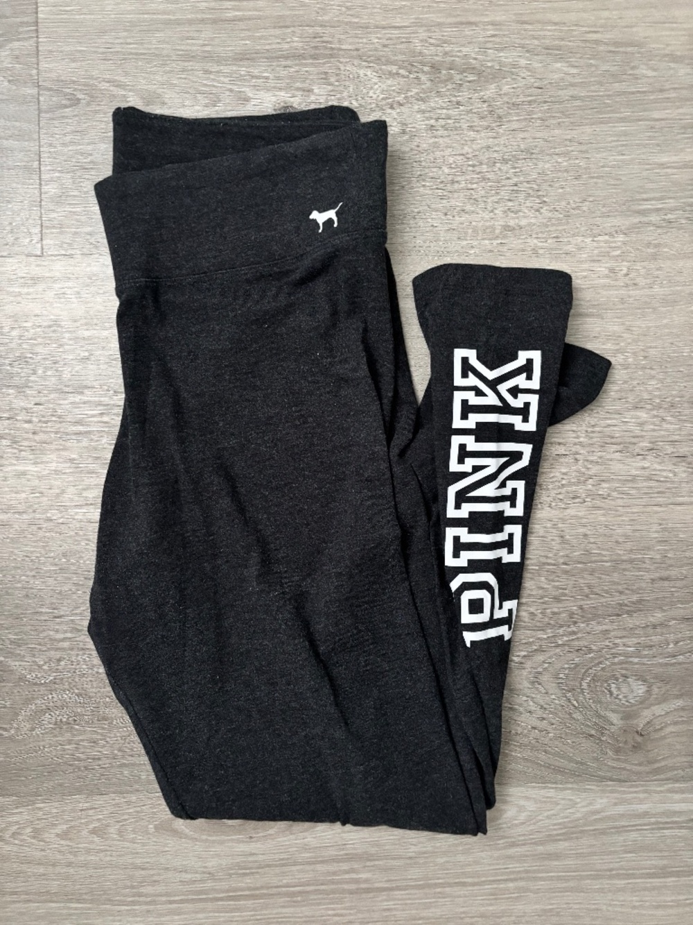 Victoria's Secret Pink Y2K Classic Womens Yoga Leggings Pants Gray Dog Logo L